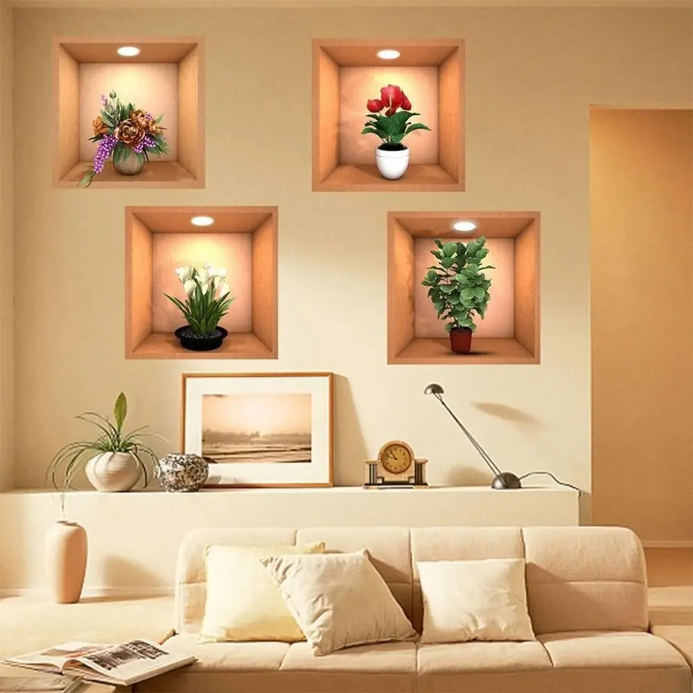 New Frosted 3D Wallpapers Autohesion Flower Plant Flower Decals Home Decoration Wall Stickers