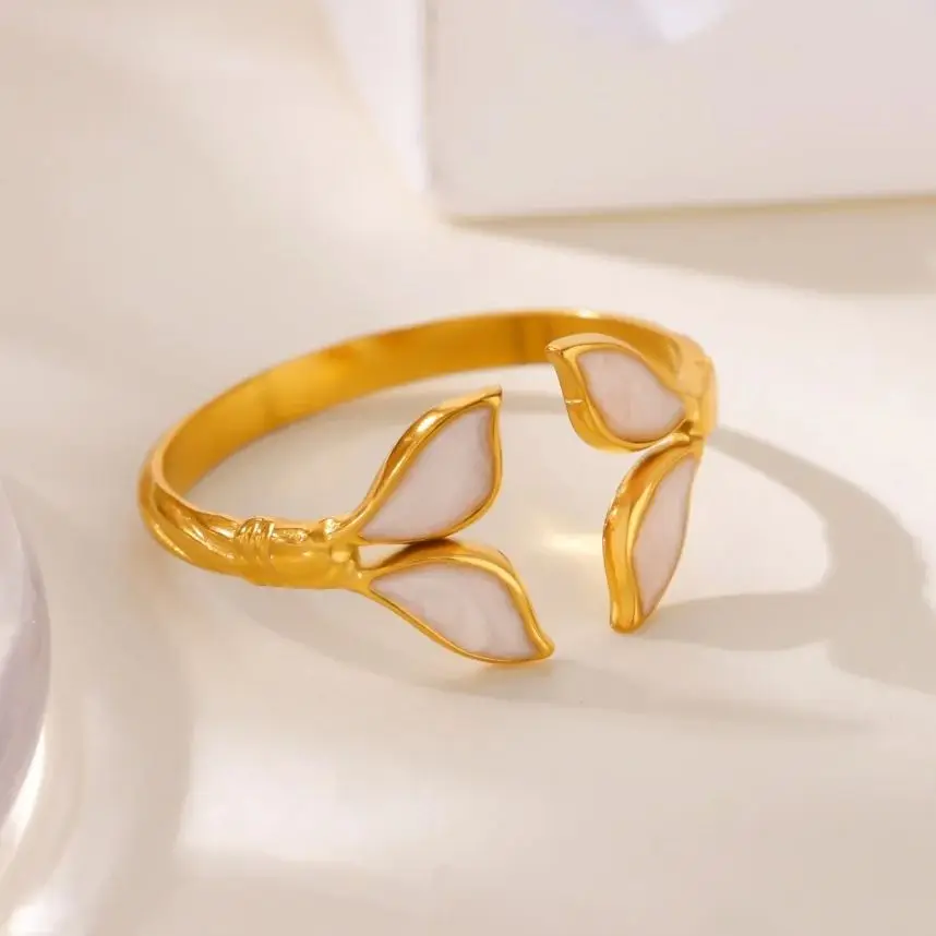 Fashion Ring Stainless Steel Adjustable Fish Tail Gold For Women