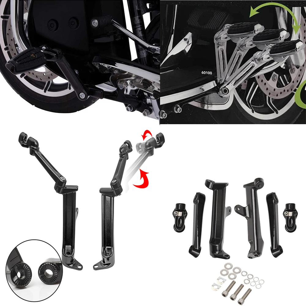 1 Pair Motorcycle Black Front Adjustable Frame Mounted Highway Peg