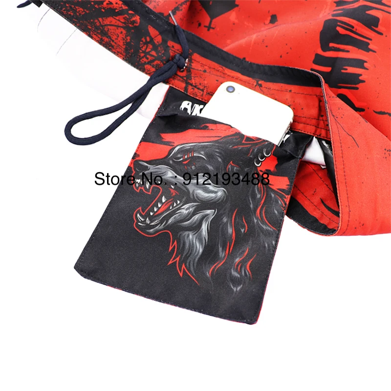 Men's MMA Shorts Grappling Fight Shorts Black Red Sublimated Wolf BJJ Jiujitsu Mixed Martial Arts Cage Fighting Kickboxing Pants