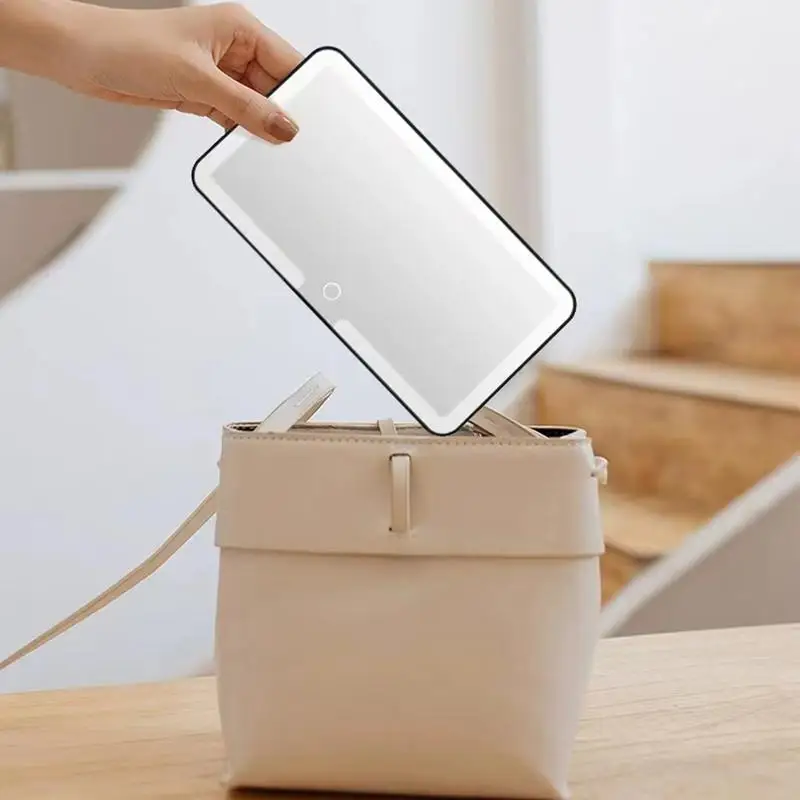 자동차 선 바이저 화장대 거울, 조정 가능한 터치 스크린, 3 가지 조명 모드, 메이크업 자동차 인테리어 액세서리