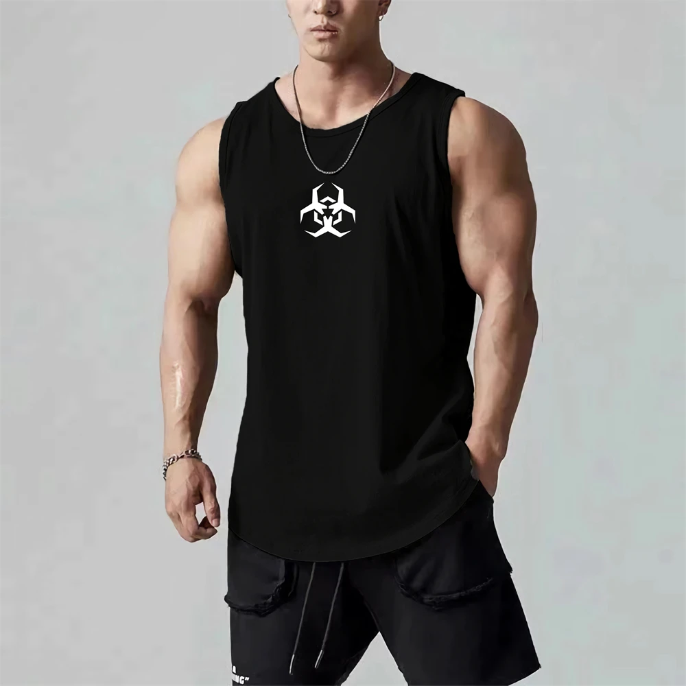 Description Picture 6 of itemSummer Sleeveless Men T Shirt Gym Workout Breathable Printed Vest Fitness Basketball Tank Tops O Neck Sportswear Men's Clothing