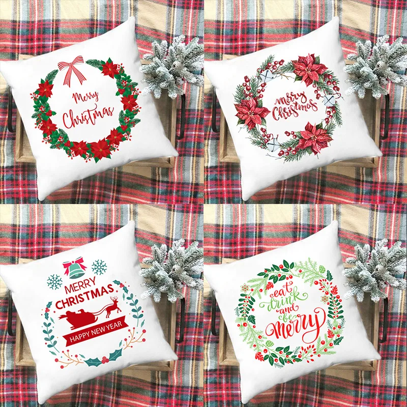 

Merry Christmas Flower Cushion Cover Merry Christmas Decorations for Home Christmas Ornaments Natal Navidad Gifts New Year 2022