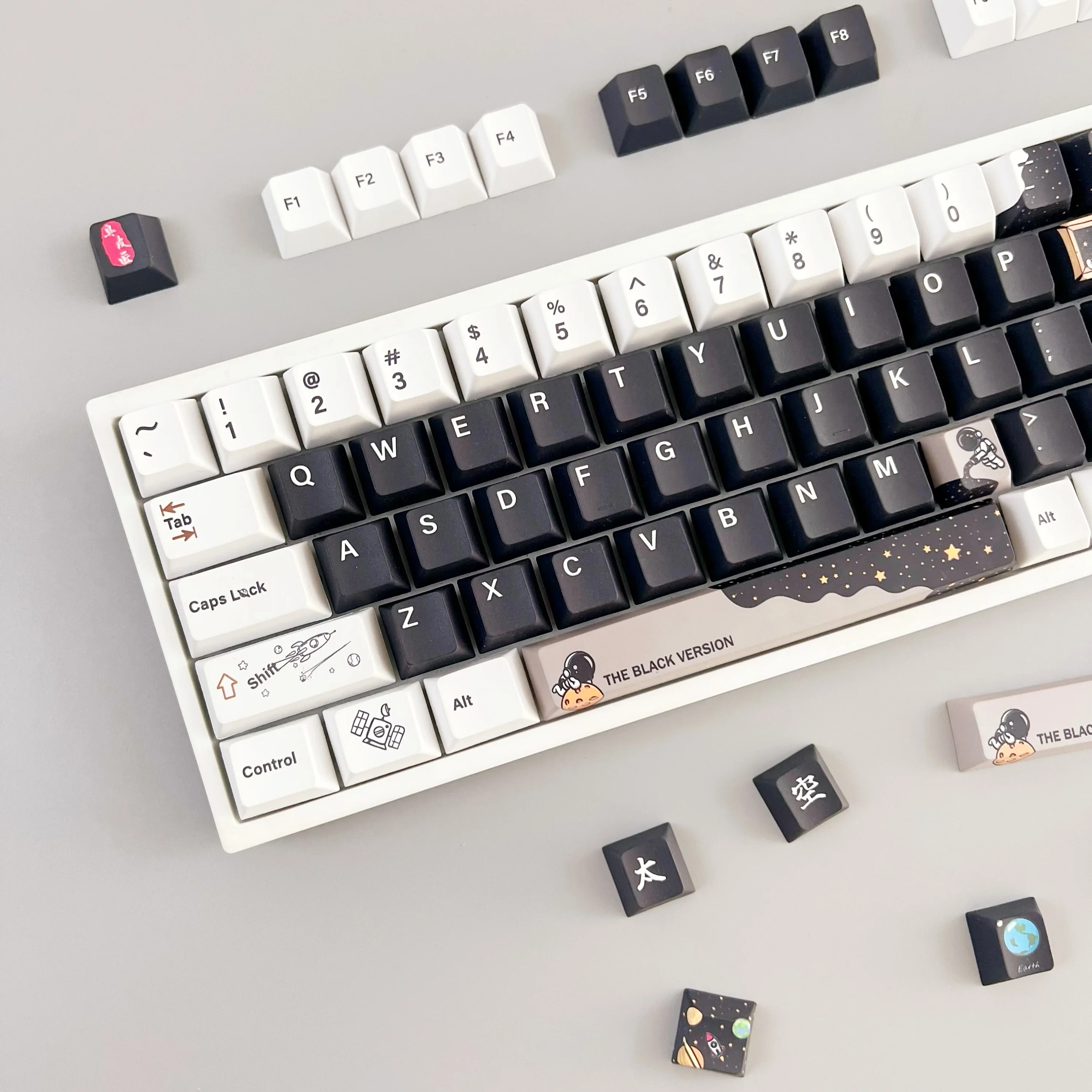 Conjunto Legal Crianças Série Pouco Astronauta Keycaps Pbt Lados Tintura Subbed Chaveiros Cherry Perfil Keycap para mx Switches Teclado 1 - Imagem 6