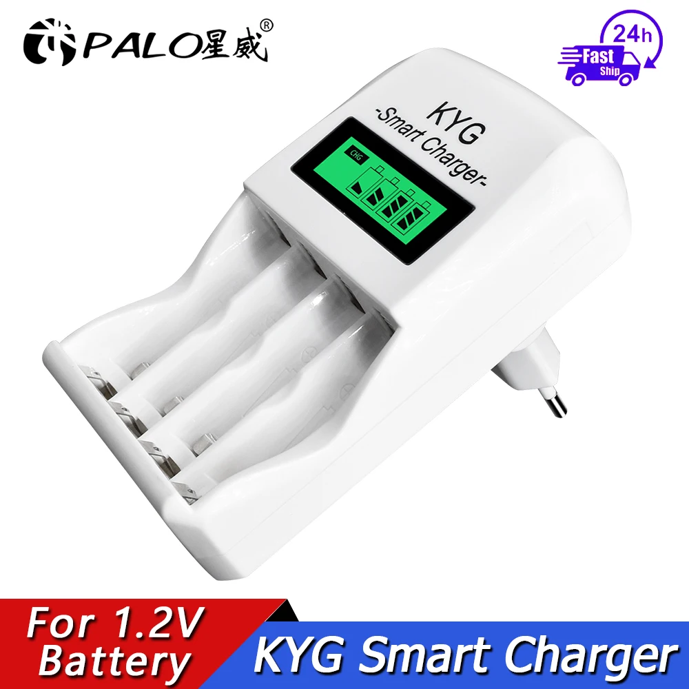 

PALO 1.2V AA Battery Charger AA Smart LCD EU Plug Charger for AA AAA 1.2V Rechargeable Batteries KYG Smart Charger