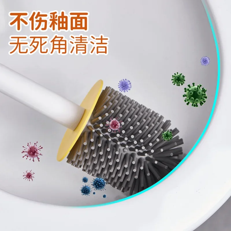 Toilet brush set 1set Small Yellow Duck Toilet Brush Set Cleaning Toilet Brush Silicone Creative Wall-Mounted Style Cleaning Tools