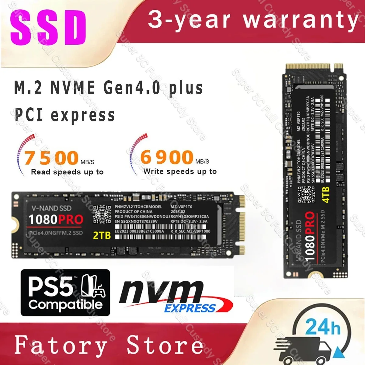 

1080Pro 7450MB/s SSD NVMe M.2 2280 4TB 2TB 1TB Internal Solid State Hard Disk M2 PCIe 4.0x4 2280 8TB SSD Drive for PS5 Laptop PC