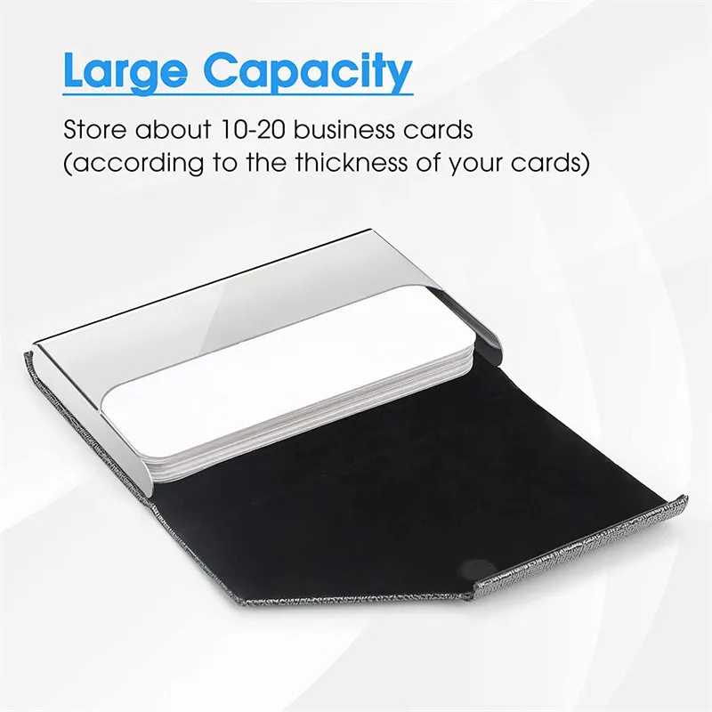 Business Card Holder with Magnetic PU Leather Stainless Steel Business Card Case ID Name Case for Men Women Office 95*63mm card holder business card holder id card case id card holder wallet card holder document card wallet