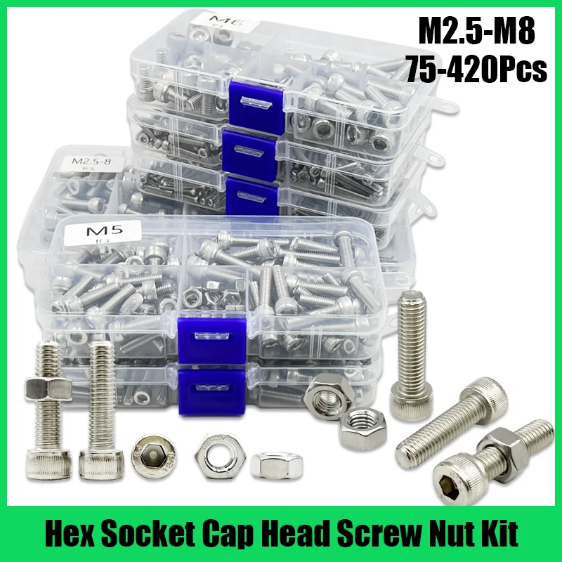 Hexagon socket head screw kit 304 stainless steel M2 M2.5 M3 M4 M5 M6 M8