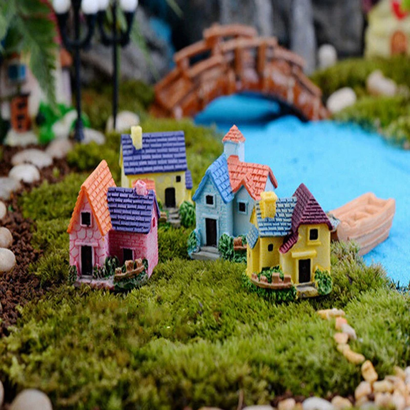 รูปสินค้า Woodland Mini ปราสาท Fairy Garden Miniatures ปราสาท Terrarium Figurines ตกแต่งสวน Miniature House Villa Fairy Figurines