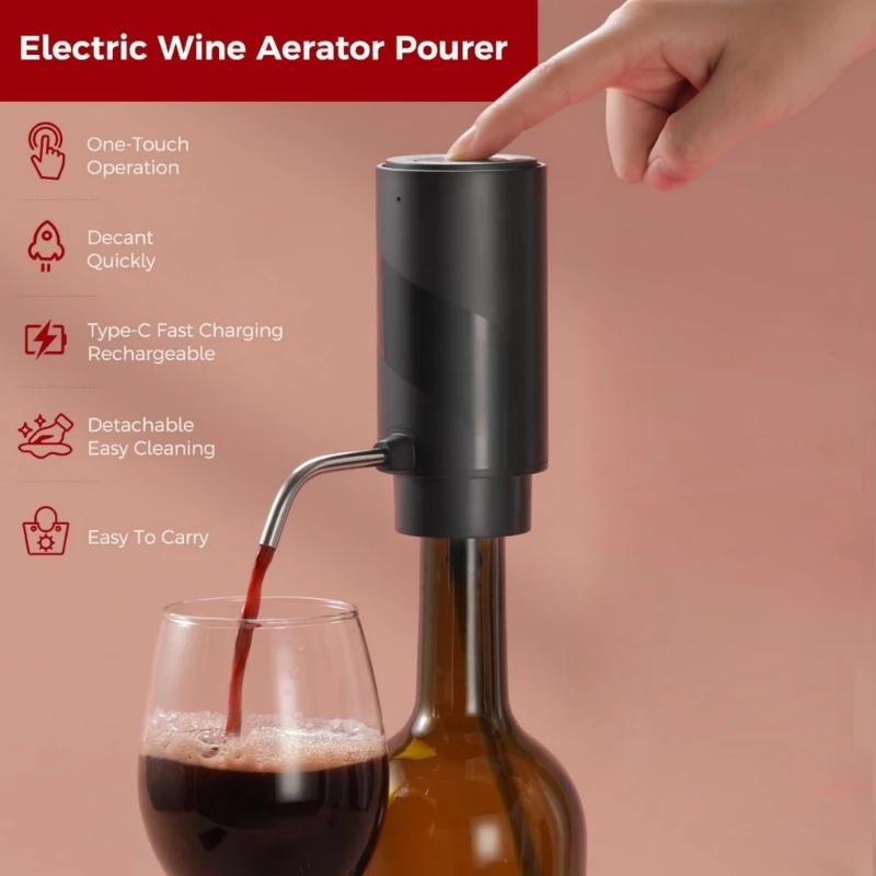 Automatic Wine Pourer Vacuum Wine Stopper Efficient Electric Corkscrew ABS Texture Perfect for Enthusiasts Present