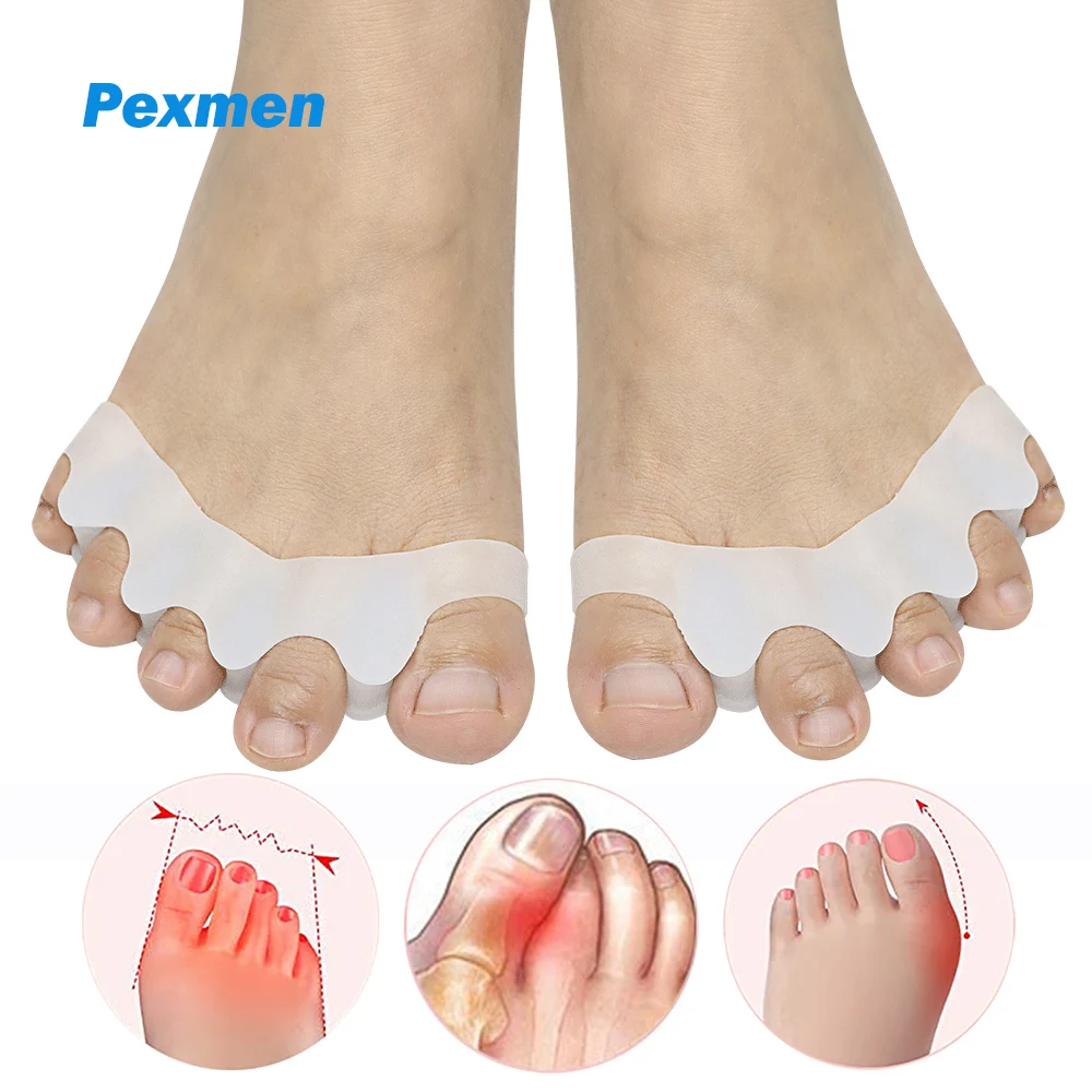 Pexmen 2Pcs Gel Toe Separator Toe Separator to Correct Bunion for Women Men Bunion Corrector Toe Spacer Hammer Toe Straightener