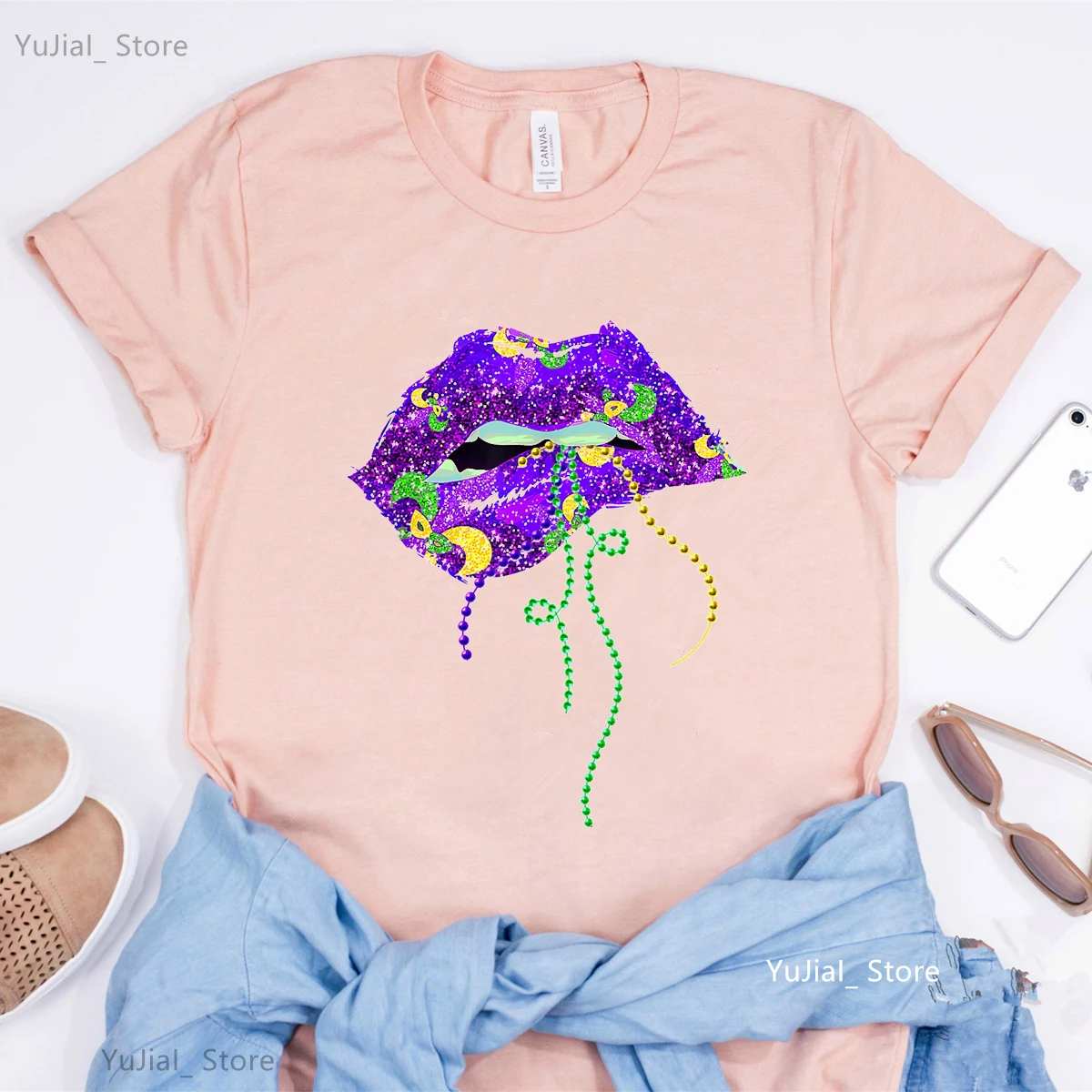 Glitter Lips Graphic Print Pink T Shirt Girls Summer Fashion Tops Tee Shirt Femme Funny Cute Tshirt Women Streetwear