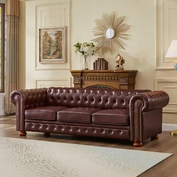 Faux Leather Chesterfield Sofa 1