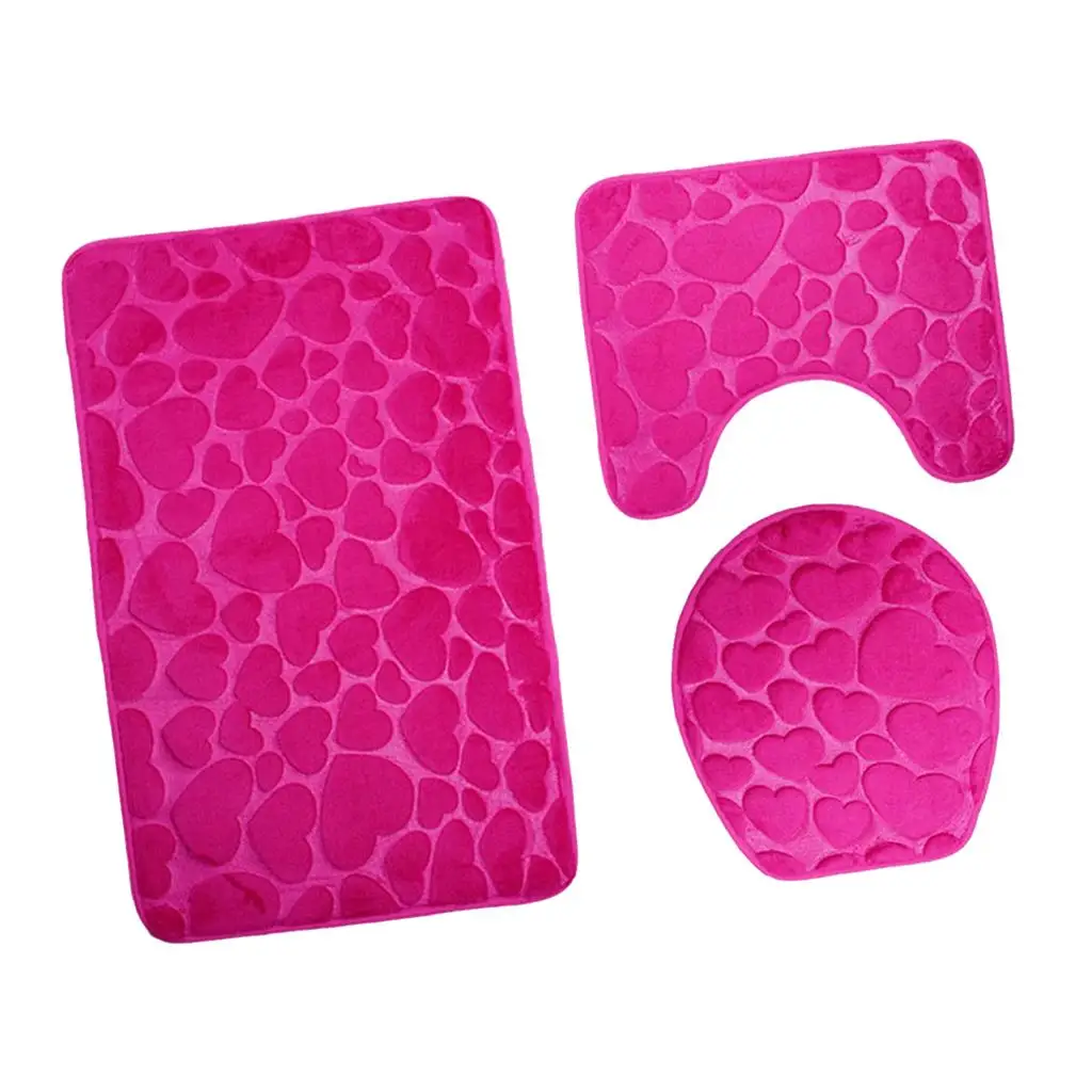 3 Pieces Bathroom Rugs Sets Non Slip Shag Bath Mat Rug for Bathroom And Kitchen Bedroom