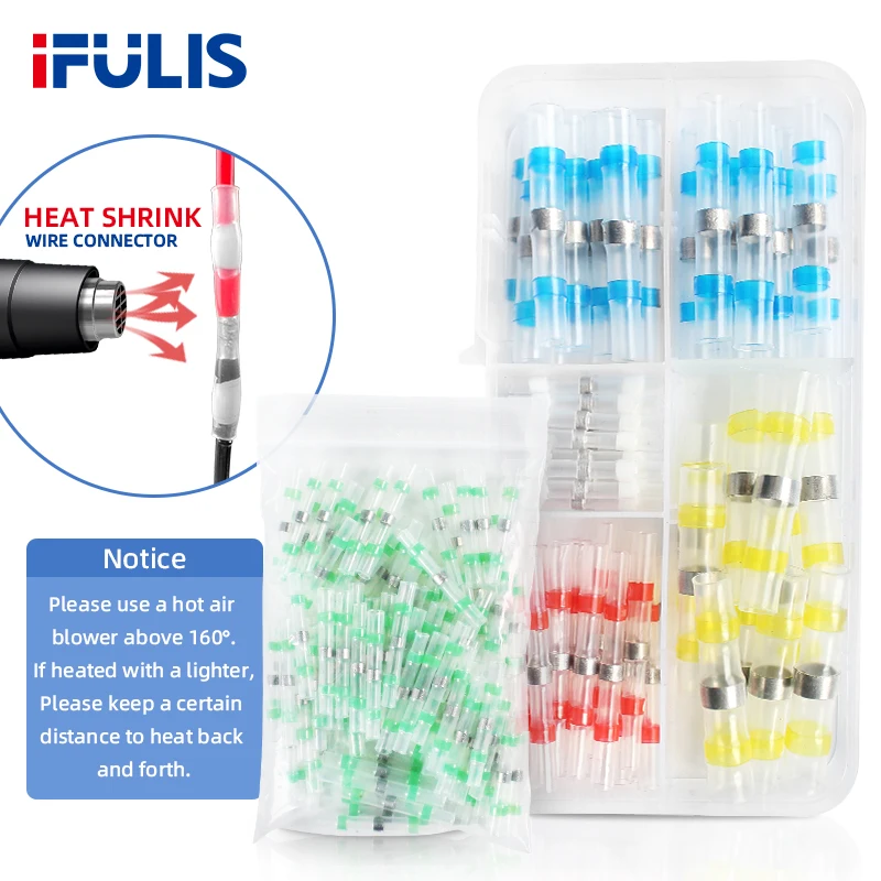 Wire Connectors 100PCS Heat Shrink Solder Kit Waterproof Insulated Electrical Butt Splices Seal Sleeve Tube wire connectors terminal connector electrical connectors plug soldering terminal