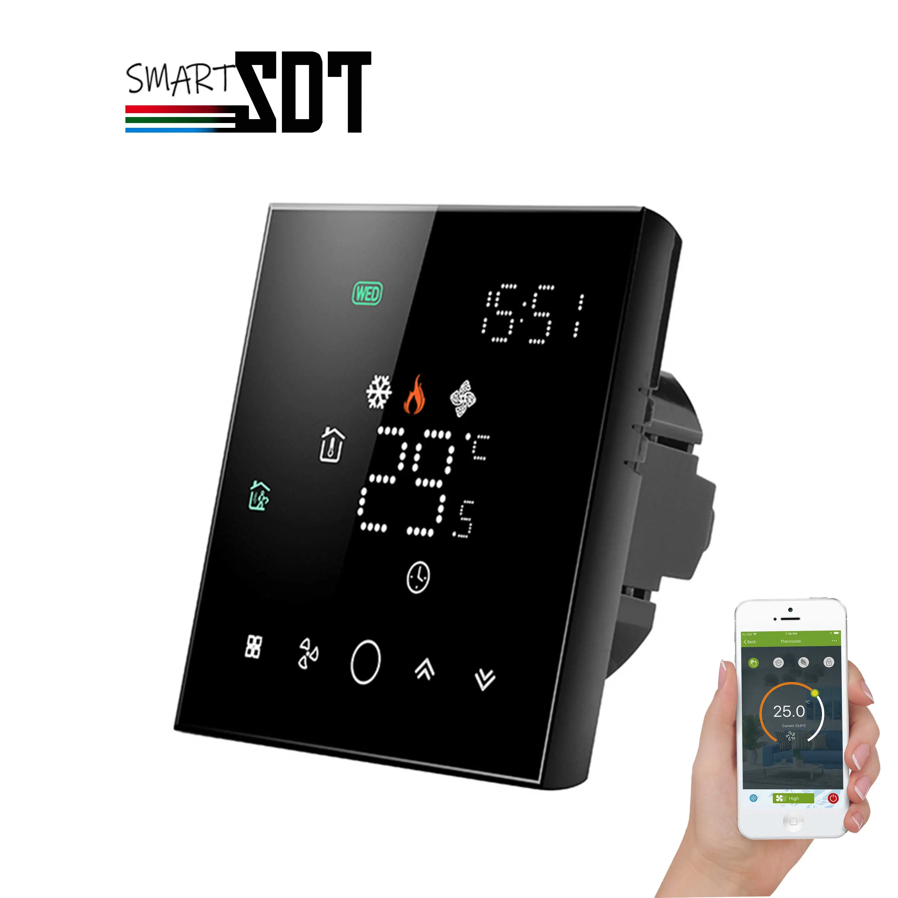Wifi/Rs485 Termostato A 3 Velocità Per Contatti A Secco/0N E Off Valvola Switch Gestione Raffreddamento Camera Riscaldamento Ventilconvettore 24V 220V