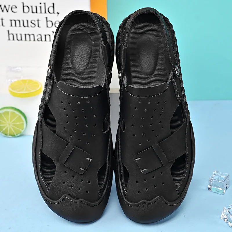Mens Outdoor Sports Summer Shoes Low Heel Sliders Sandals Summer Men's Beach Shoes_voghion.com