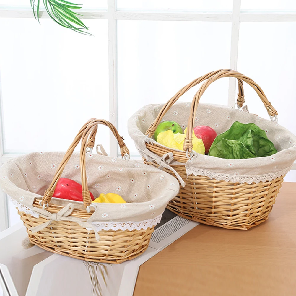 

Outdoor Outdoor Picnic Basket Picnic Wicker With Woven Flower Handle Outdoor Outdoor Picnic Baskets Storage Easter Hamper