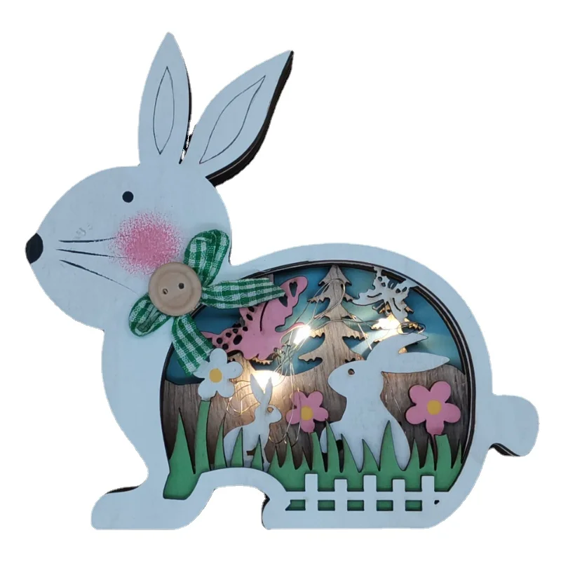 

Hot Selling Easter Colorful Rabbit Lighting Ornament Flowers Butterfly LED Home Holiday Craft Decorations Home Accessories