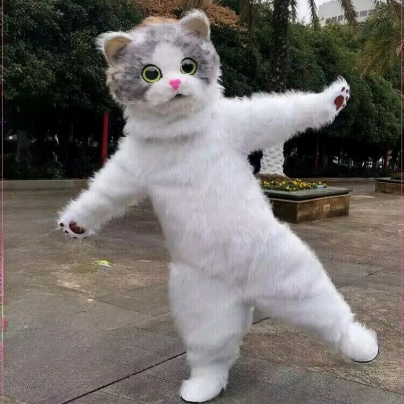 High Quality Cute Cat  Cartoon Doll Costume Husky Dog Man Walking Performance Adult Cosplay Clothing Cat Animal Mascot Costume