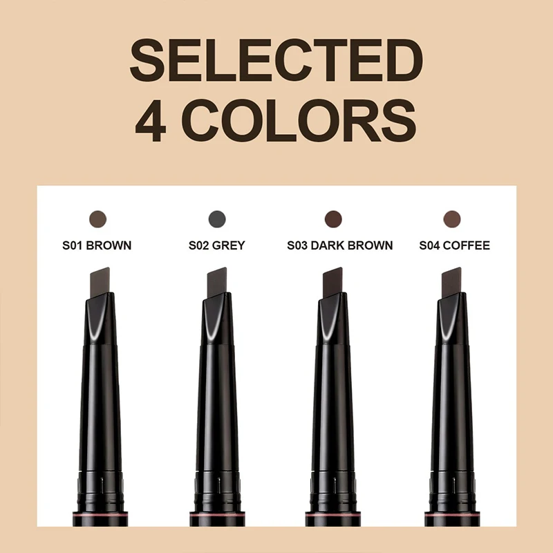 Dual-Ended Waterproof Eyebrow Pencil 2 In1 Triangular Extremely Fine Eye Brow Pen Long-Lasting Waterproof Woman Makeup Cosmetics_voghion.com