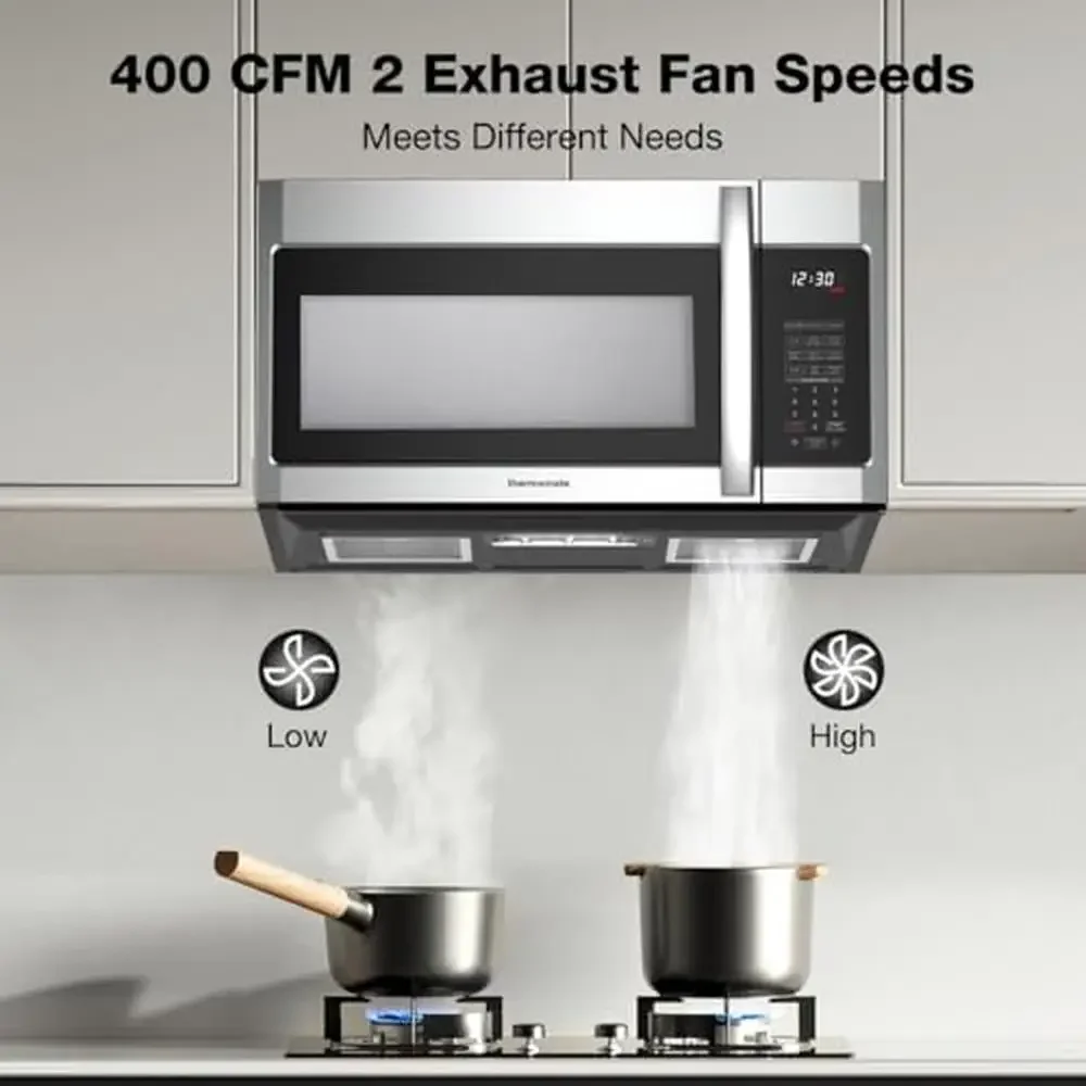 Over Range Microwave Oven 1.9 Cu. Ft. Capacity 1000 Watts 11 Power Levels 400 CFM Ventilation Spin Turntable Sensor Cooking LED
