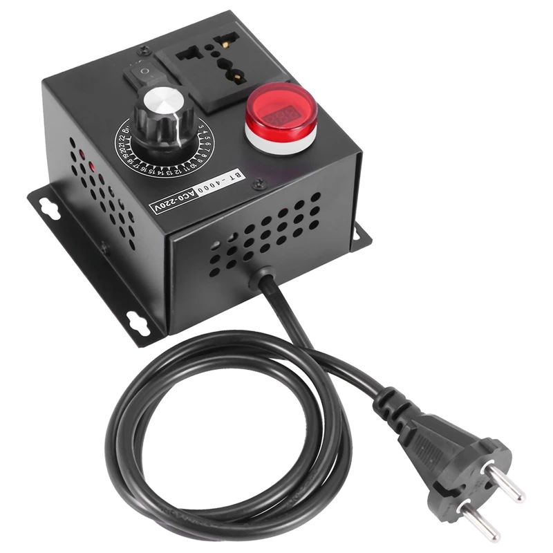 

Ac220v 4000W Scr Electronic Voltage Regulator Temperature Motor Fan Speed Controller Dimmer Electric Tool Adjustable,Eu Plug