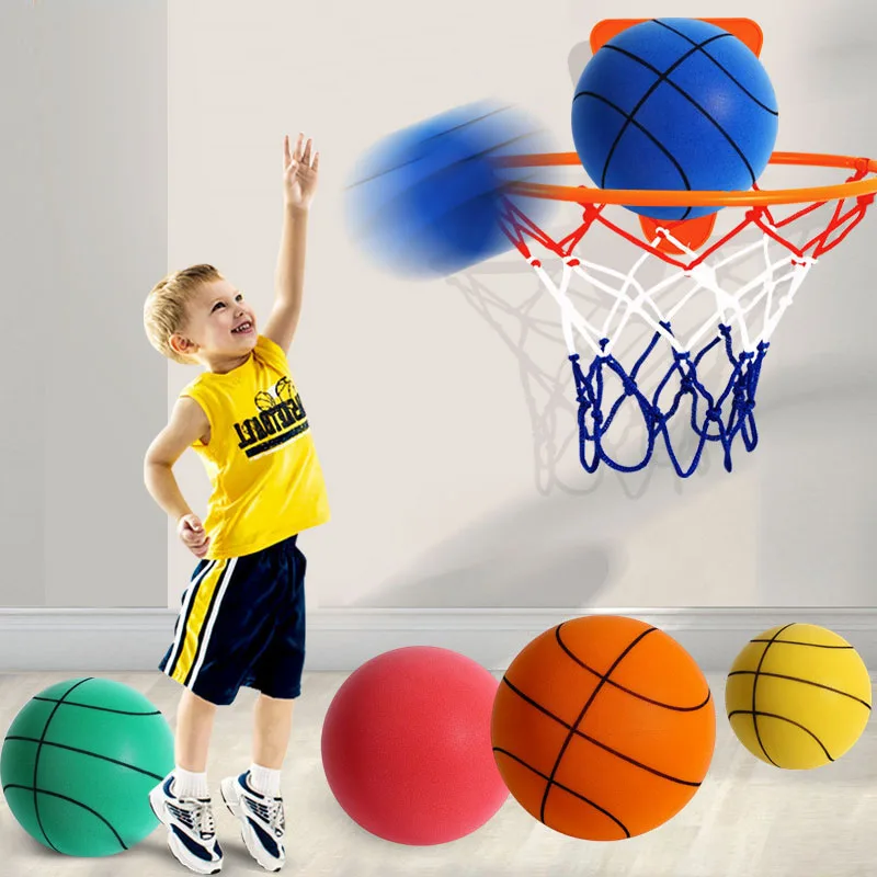 18cm/22cm Silent basketball racket ball for children's indoor training Baby silent sponge elastic small leather ball toys 5
