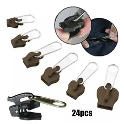 6 - Piece Versatile Instant Zipper Repair Kit with Multiple Sizes (24pcs Coffee)
