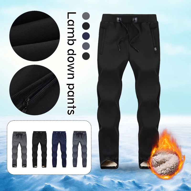 L-8Xl Pantaloni Sportivi Foderati In Sherpa In Pile Caldo Invernale Freddo Da Uomo In Cashmere Active Thermal Track Running Jogger Pants Con Tasche
