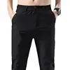 Men's Casual Pants Slim Fit Stretch Classic Chino Trouser Male Stretch Elastic Korean Summer Ice Silk Light Thin Business Pant