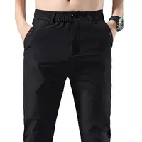 Men's Casual Pants Slim Fit Stretch Classic Chino Trouser Male Stretch Elastic Korean Summer Ice Silk Light Thin Business Pant