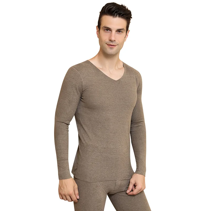DeRong Seamless Warm Suit Men's Colorful Thermal Underwear 2023 New Style Thin Warm V-neck Autumn Clothes and Autumn Pants