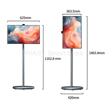 Smart TV portatile da 27 pollici Android 13 Telecamera integrata Touch screen ruotabile 6 + 128G Ricarica 9600mAh Display intelligente Monitor grigio 1