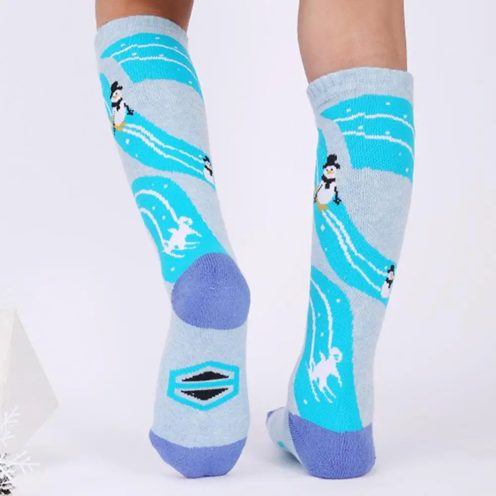 1 Pair Christmas Snow Socks High Elastic Antifriction Non-Slip Cuff Kids Ski Socks Winter Warm Thermal Snow for Winter