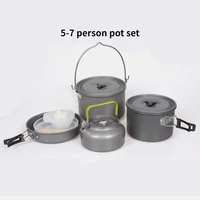 Batterie de cuisine de Camping pour 1 à 7 personnes, casserole et poêle légères et portables avec sac de transport, parfait pour le Camping en plein air 5