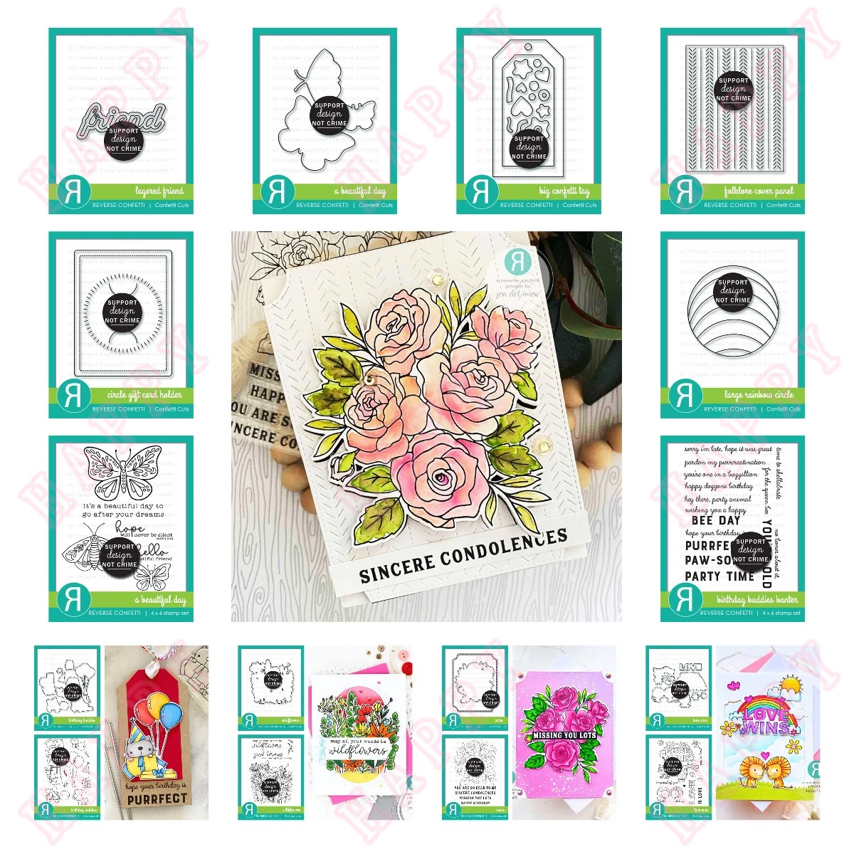 2022 Birthday Buddies Layered Rainbow Circle Friend Confetti Cutting Dies Stamps Diy Scrapbook Paper Cards Punch Embossing Molds