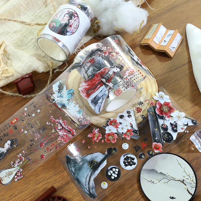 60mm*200cm 빈티지 캐릭터 꽃 풍경 PET 테이프 크리 에이 티브 DIY 저널 재료 콜라주 스크랩북 편지지