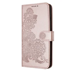 Vintage Embossed PU Leather Wallet Flip Stand Phone Case for Redmi GO (Rose gold)