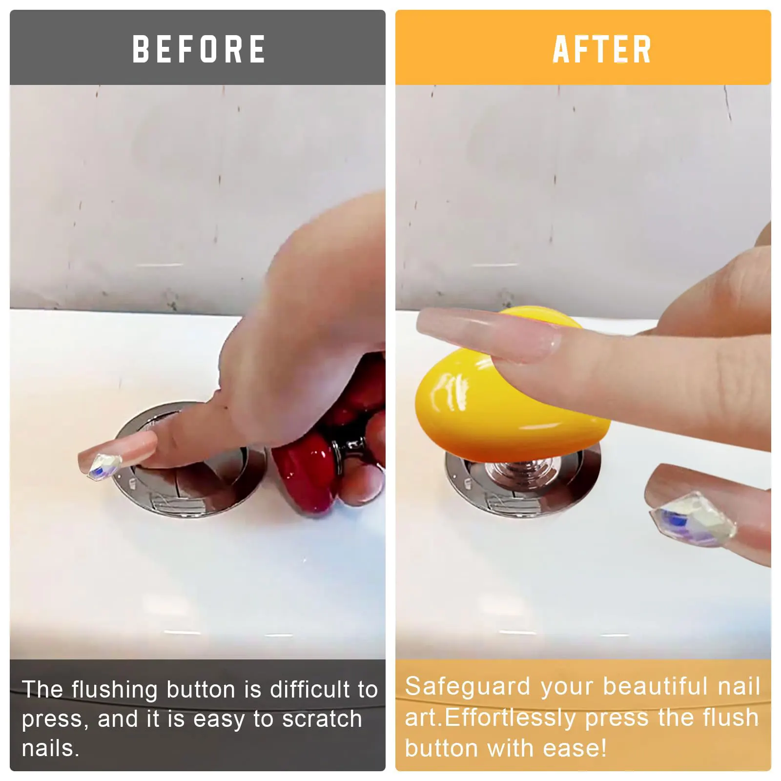 Toilet Tank Press Button For Women Manicure 4Pcs Love Heart Shaped Toilet Flush Button Pusher toilet flush button