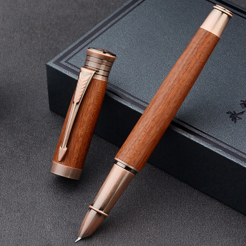 CHEN LIN 로즈 우드 솔리드 우드 소재 시그니처 만년필, 예술적 서예 0.7mm 곡선 팁, 성인용 하드 만년필, 1 개