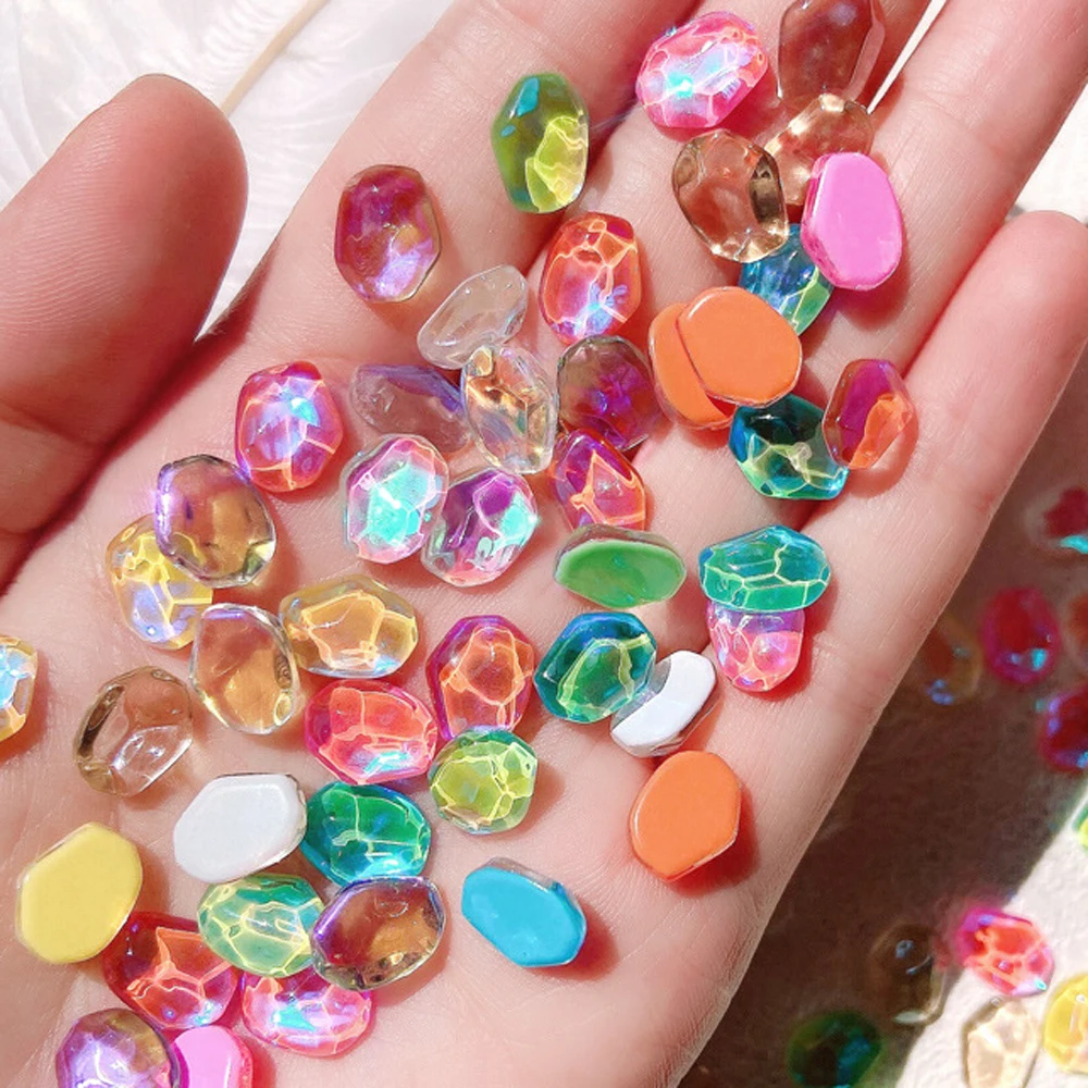 20pcs 오로라 물 리플 스톤 네일 아트 매력 3D 여름 얼음 투명 크리스탈 네일 라인 석 DIY 럭셔리 네일 액세서리