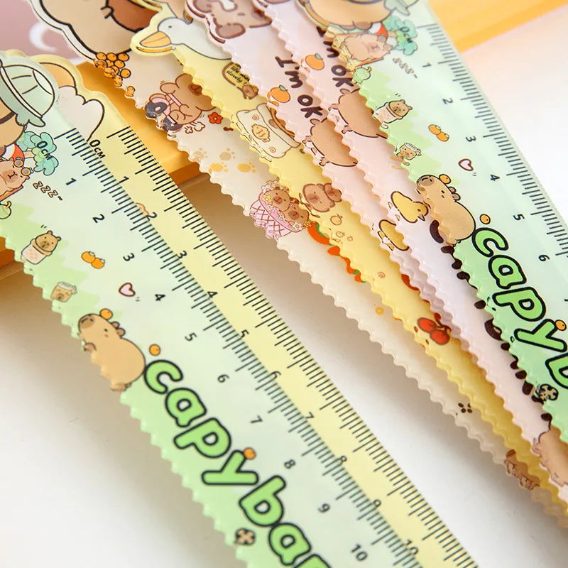 Acrylic Ruler 3pcs 15CM Cute Cartoon Capybara Student Drawing and Measuring Supplies Stationery stainless steel ruler,triangle ruler,ruler set,drawing ruler,straight ruler,folding ruler,metal ruler,plastic ruler,quilting ruler,rotatable ruler