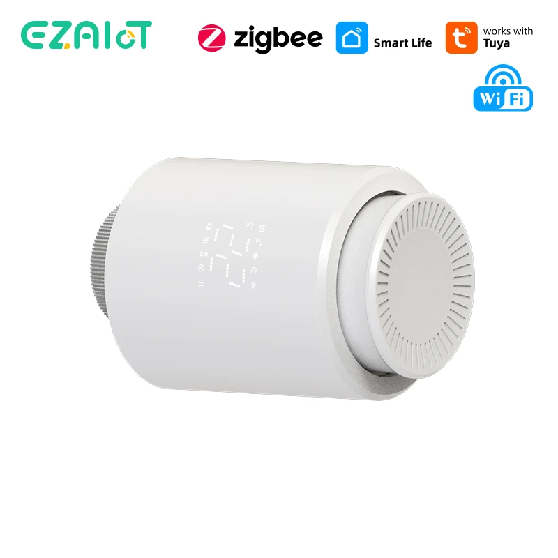 EZAIOT Smart Tuya Wifi/ZigBee3.0 ตัวกระตุ้นหม้อน้ำ TRV แอพเทอร์โมสแตทแบบตั้งโปรแกรมได้รีโมทคอนโทรล อเล็กซากูเกิล 1