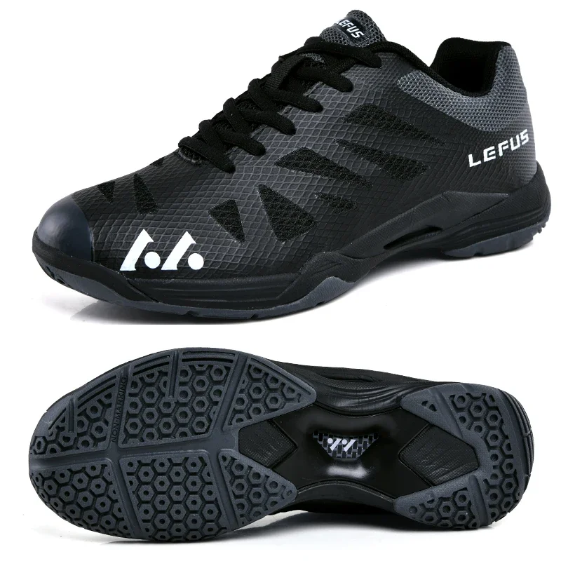 

New Brand Mens Badminton Shoes Lightweight Training Cow Muscle Tennis Shoes Black Orange Men Anti Slip Badminton Sneakers