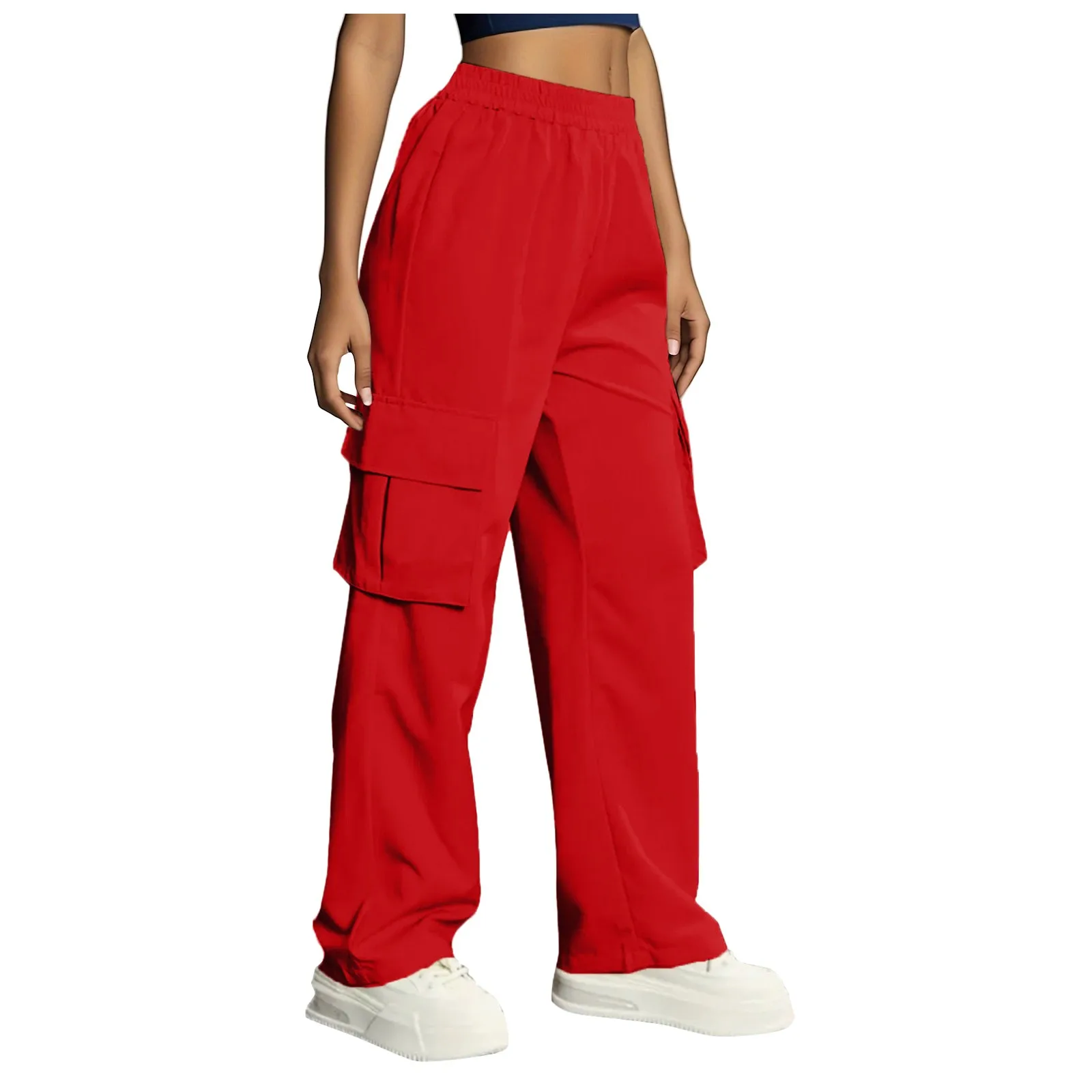 Wide Pants With Back Pocket In Red Rood