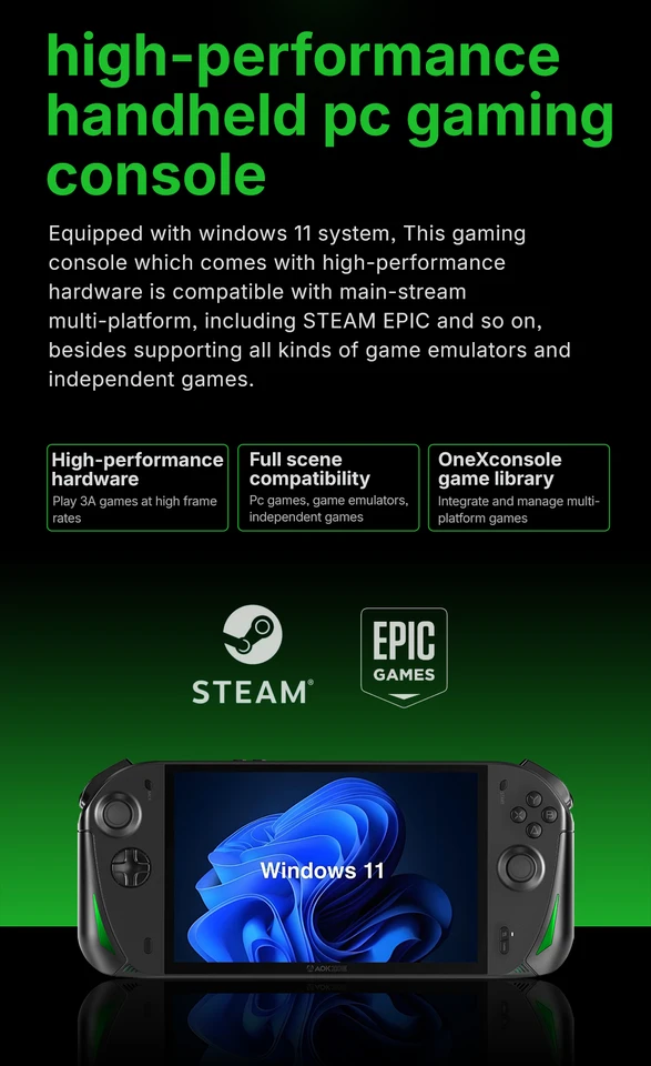 AOKZOE A1X AMD AI 9 HX 370 PC Game Console 8 Inch Native Landscape