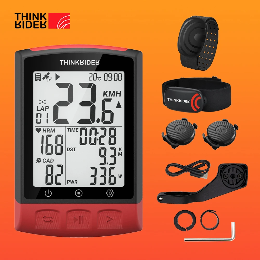 ThinkRider BC108 GPS Smart Bike Computer ANT+ BLE Powermeter IPX7 Waterproof Stopwatch 2.3Inch Digit