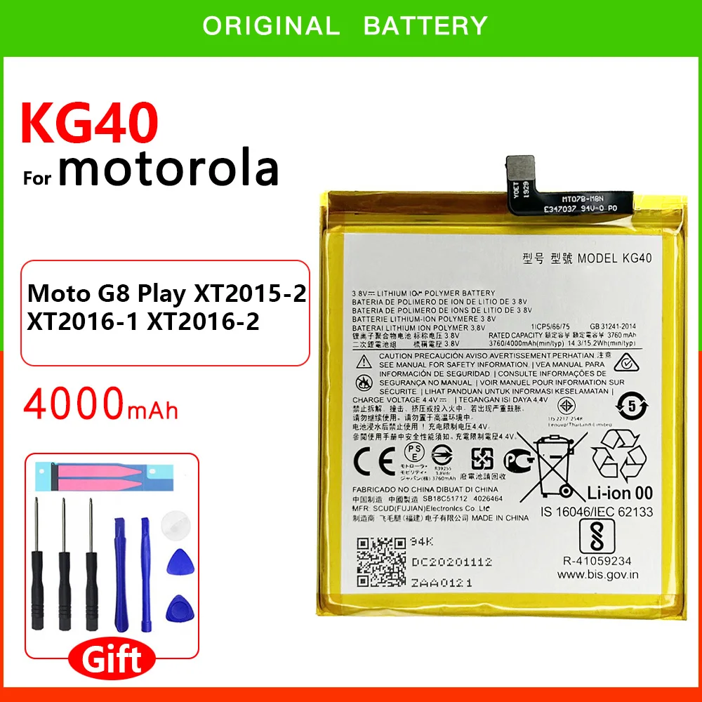 

100% Original Genuine KG40 Battery For Moto G8 Play Moto One Macro, One Macro Dual SIM XT2015-2 XT2016-1 XT2016-2 + Tools